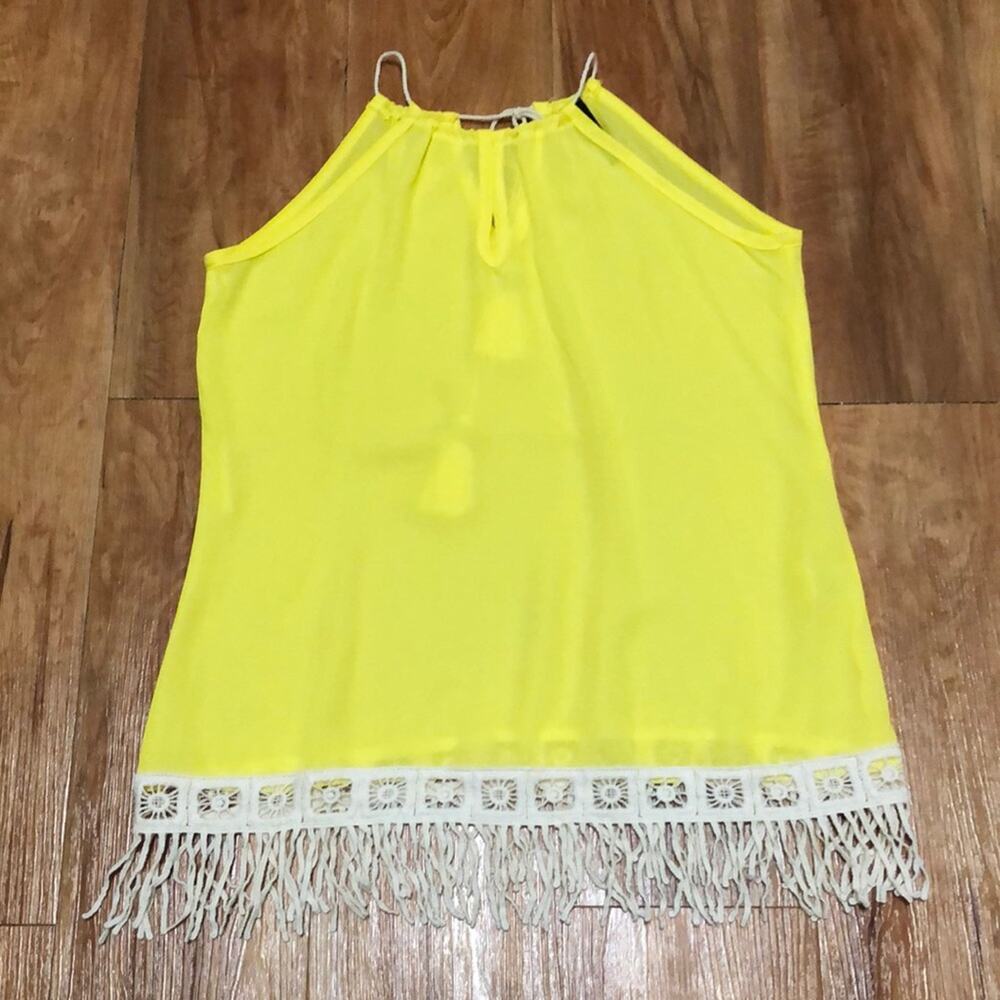Yoyo 5 Yellow Fringe Tank Top Size Small